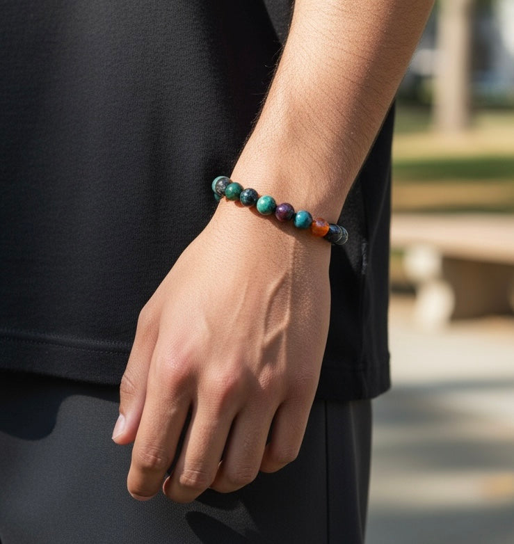 Unisex Multi Gemstone Beads Strech Bracelet Valentines Day Gift Birthday gift Fathers Day Mothers Day gift, annivarsary gift