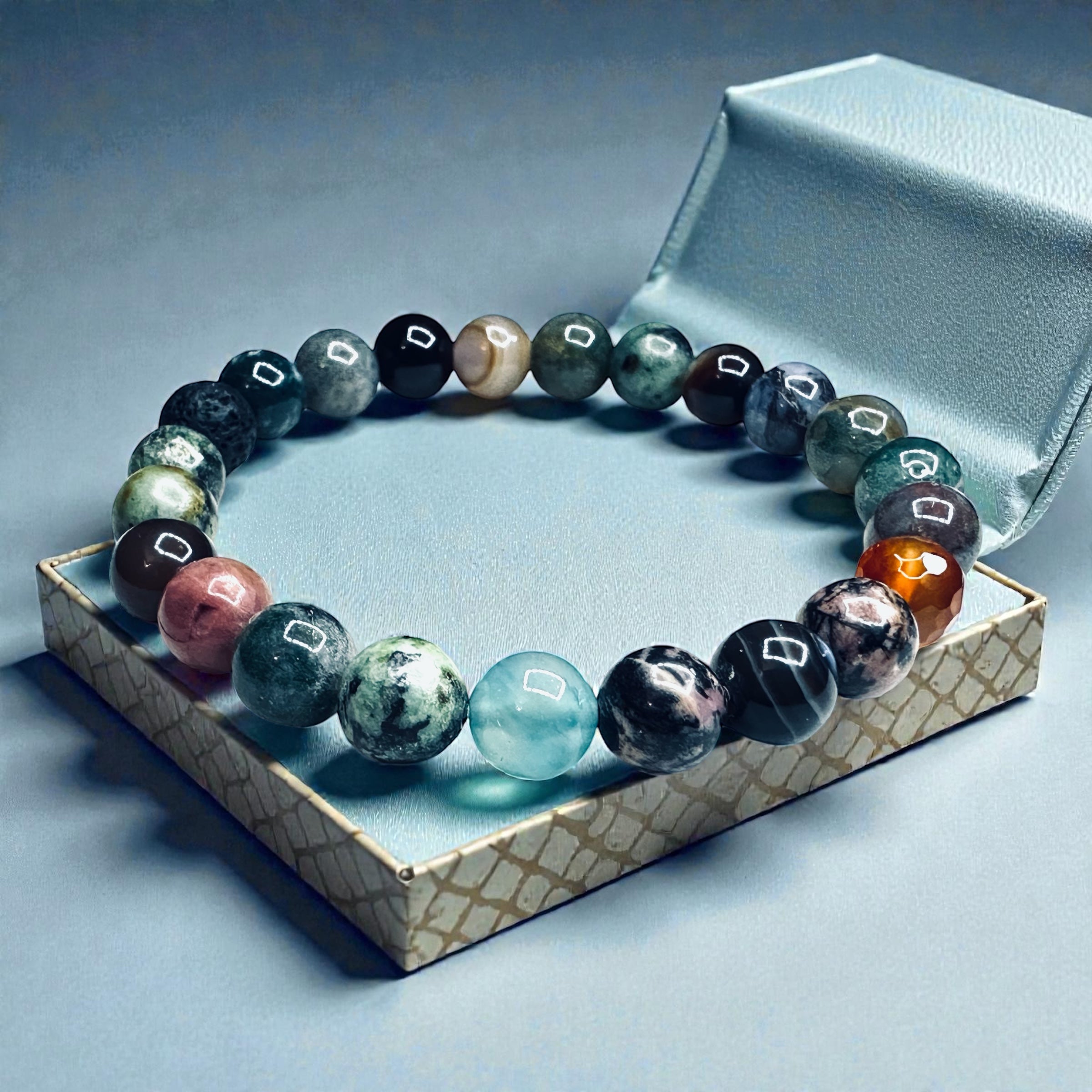 Unisex Multi Gemstone Beads Strech Bracelet Valentines Day Gift Birthday gift Fathers Day Mothers Day gift, annivarsary gift