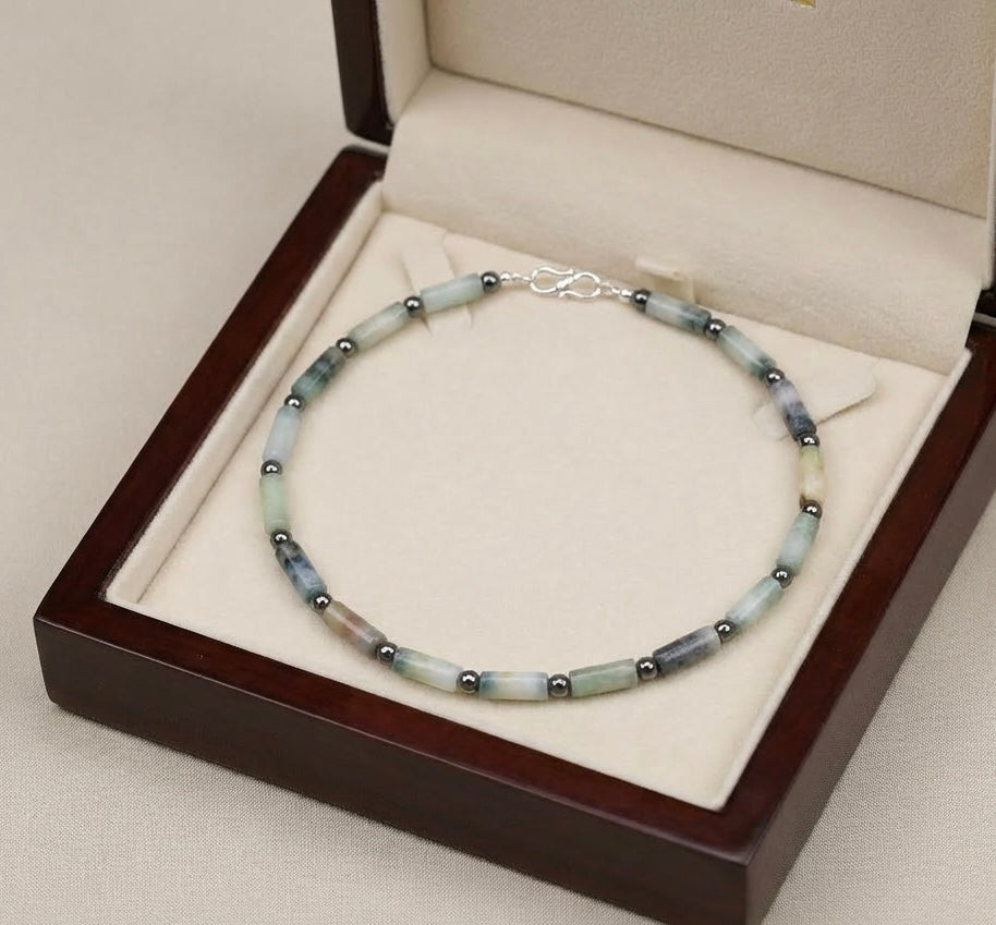 Artisan Handcrafted unique limited edition Andean Opal Tube Bead Sterling Silver Necklace Valentine's Day, Birthday, Anniversay, Mothers Day, Special Occasion gift idea