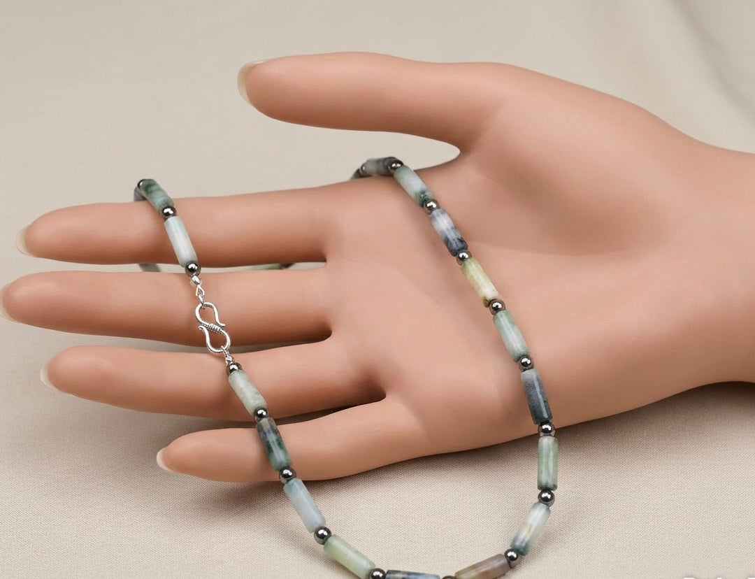 Artisan Handcrafted unique limited edition Andean Opal Tube Bead Sterling Silver Necklace Valentine's Day, Birthday, Anniversay, Mothers Day, Special Occasion gift idea