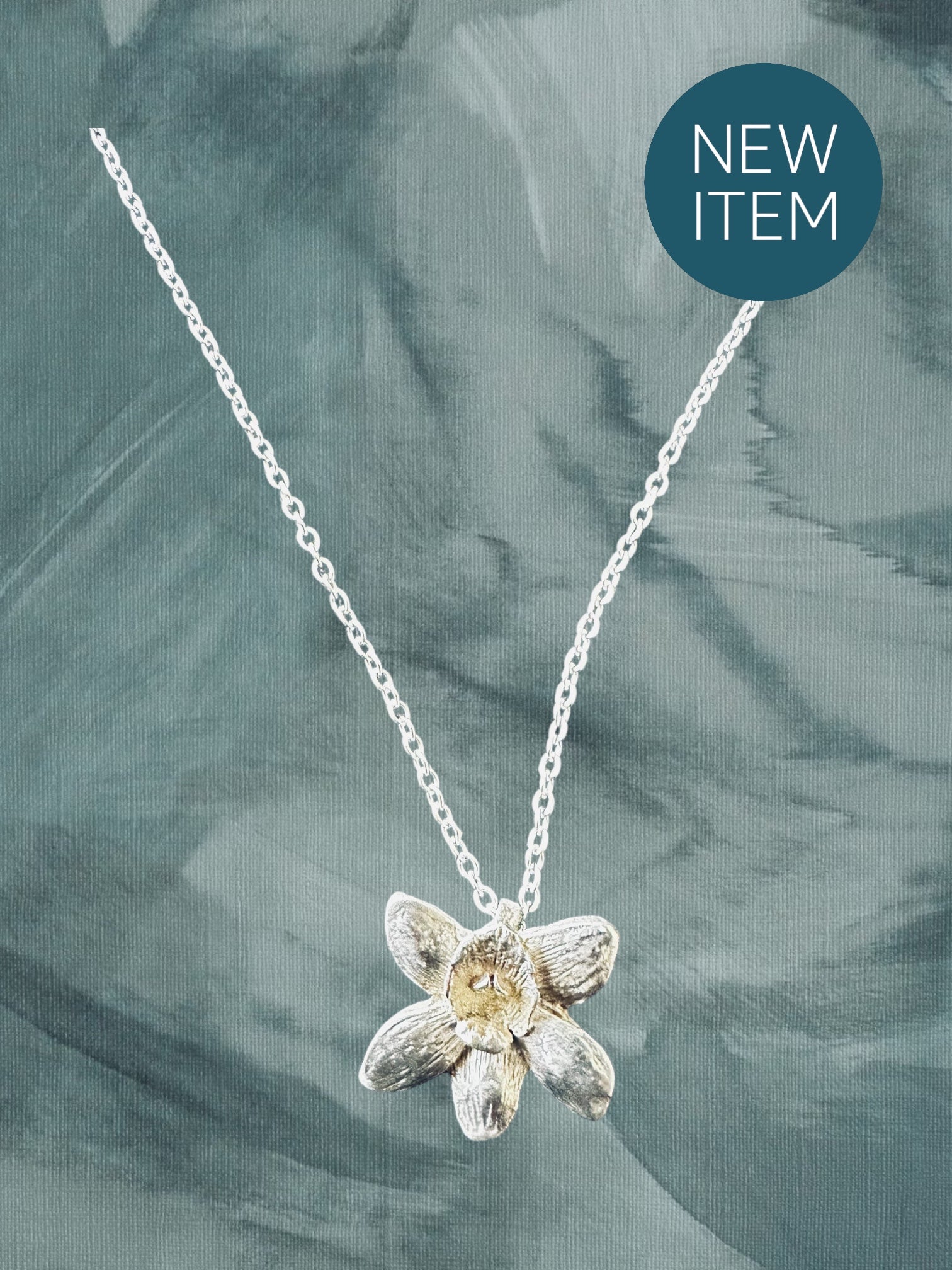 Artisan Hancrafted sustainable Bespoke Fine Silver Orchard pendant with silver plated chain handmade gift idea for valentines day, birthday anniversary, graduation