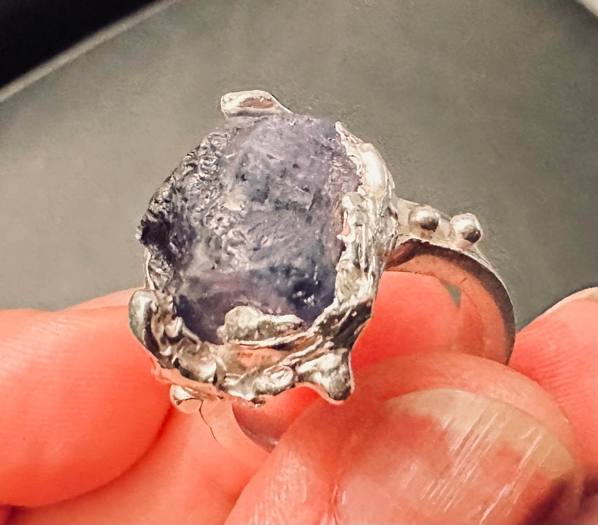 Artisan Hancrafted sustainable Bespoke recycled Sterling Silver Raw Blue Tanzanite Natural Gemstone unique Ring Valentine’s Day gift Anniversary Birthday Mother’s Day gift idea