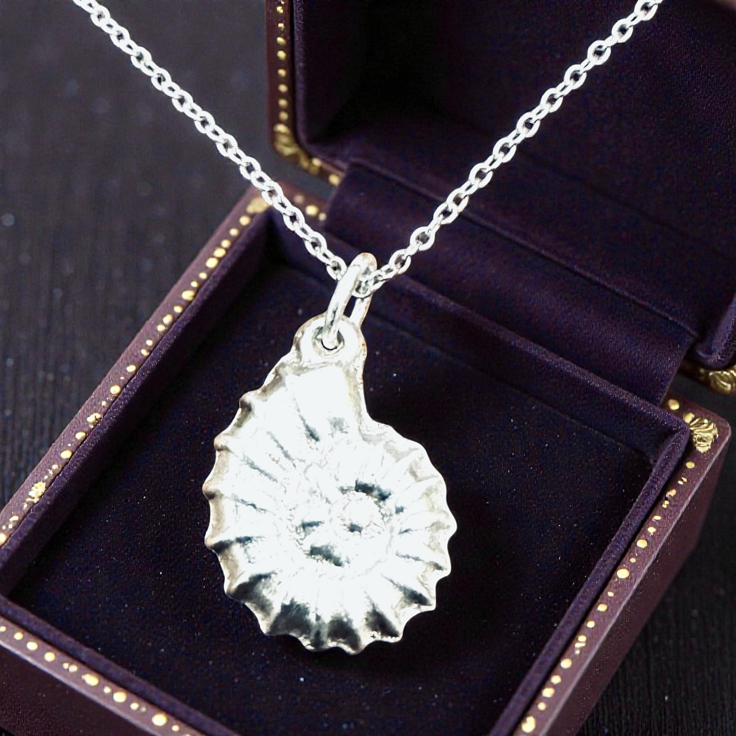 Artisan Hancrafted sustainable Bespoke recycled Sterling Silver Spiral Nautilus Pendant Valentine’s Day gift, birthday present, anniversary, mother’s gift ideas