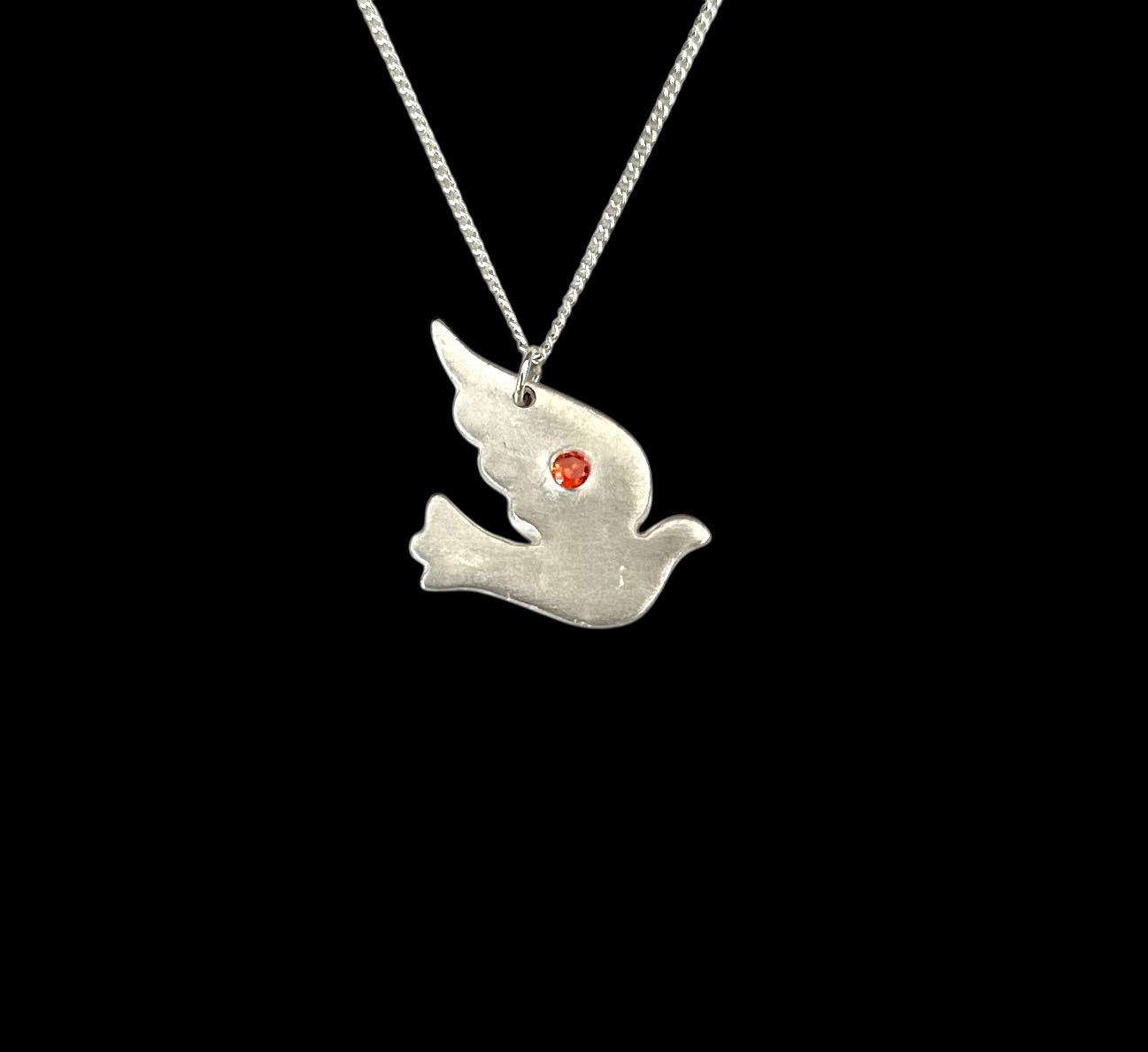 Artisan Hancrafted Bespoke Fine Silver Dove Pendant with silver plated chain Valentines Day, Birthday gift, Anniversary , Mother’s Day Special Occasion gift idea limited edition