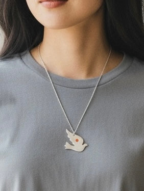 Artisan Hancrafted Bespoke Fine Silver Dove Pendant with silver plated chain Valentines Day, Birthday gift, Anniversary , Mother’s Day Special Occasion gift idea limited edition