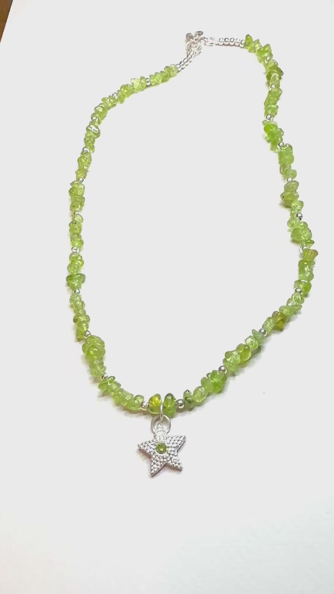 Artisan Handcrafted Limited Edition Peridot Gemstones beads Sterling Silver Star Pendant Necklace Valentine's Day, Birthday, Anniversary, Mother's Day Special Occasion gift idea